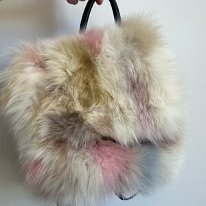 JAYLEY COLLECTION Multi Limited Edition Pastel Fox Fur Rucksack